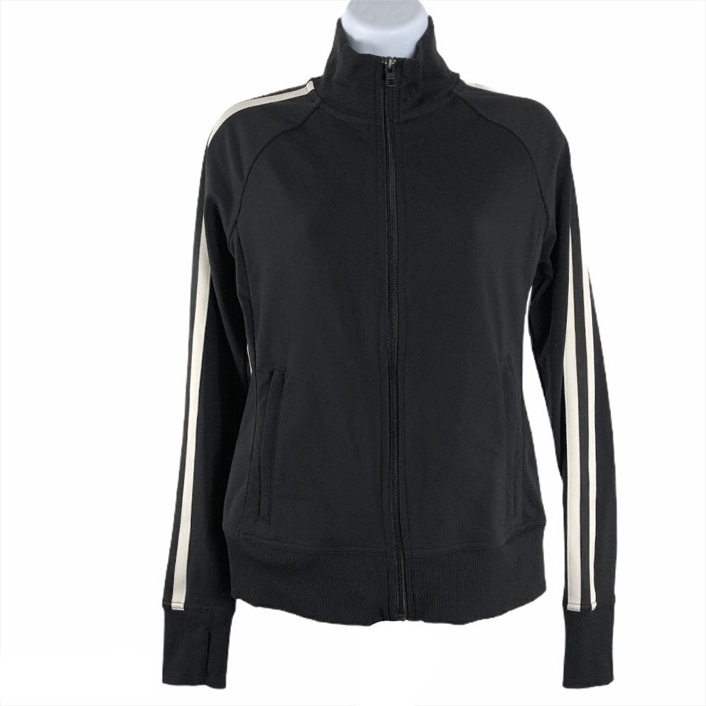 Athleta Circa Track Jacket Black White Full Zip XS - Picture 2 of 8